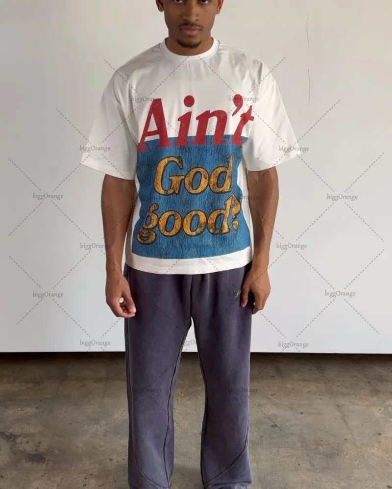 2025 American Retro Harajuku Letter Print Oversized T-shirt Women Trendy Y2K Streetwear Hip-hop Casual Loose Round Neck Top Men
