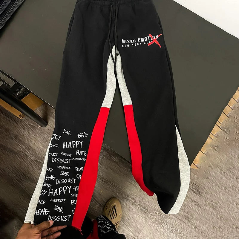 Y2k Flared Pants Men Loose 3D Print Trousers Casual Sweatpants Mid Waist Sporty Female Clothes Streetwear Hip Hop Vintage Pants
