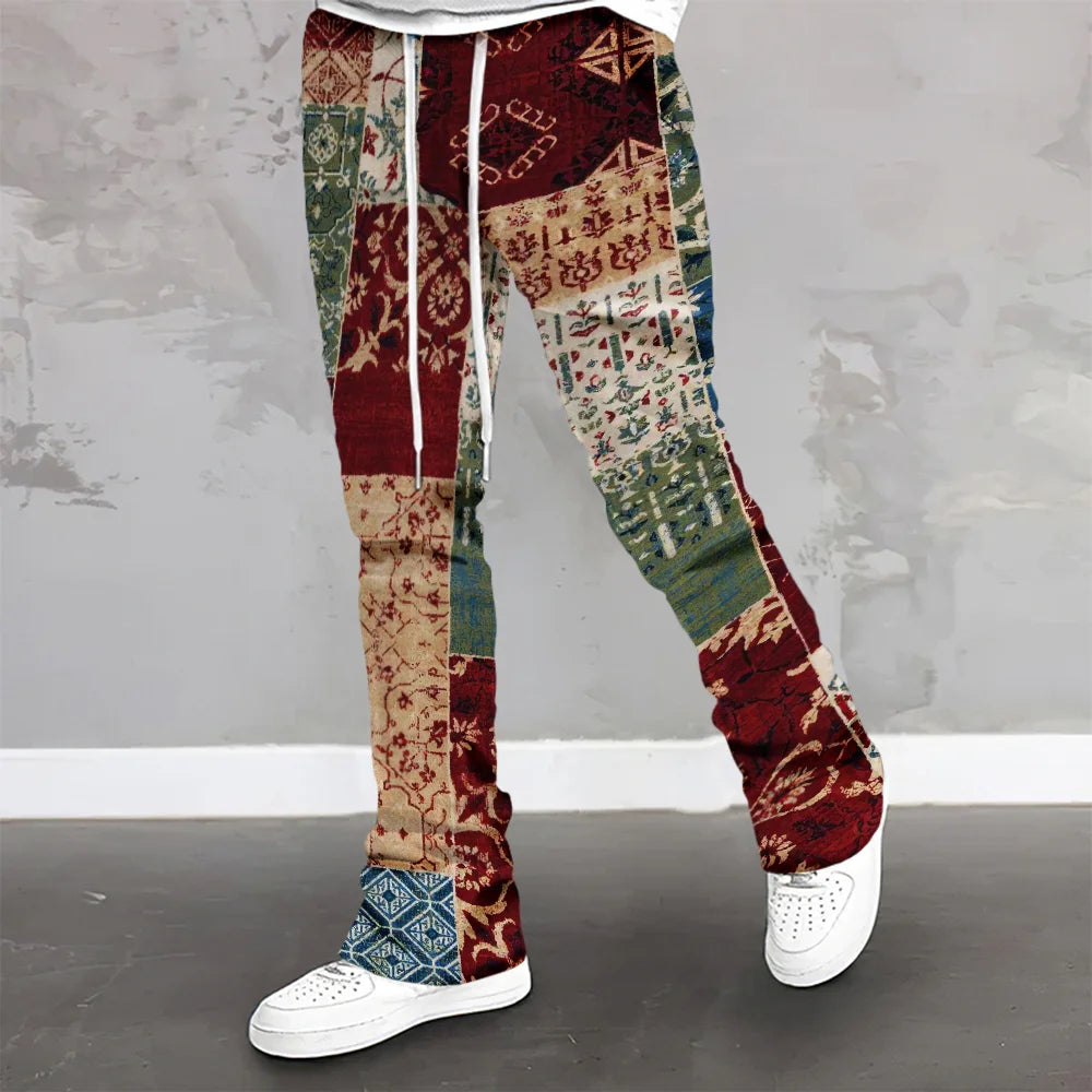 Y2k Flared Pants Men Loose 3D Print Trousers Casual Sweatpants Mid Waist Sporty Female Clothes Streetwear Hip Hop Vintage Pants