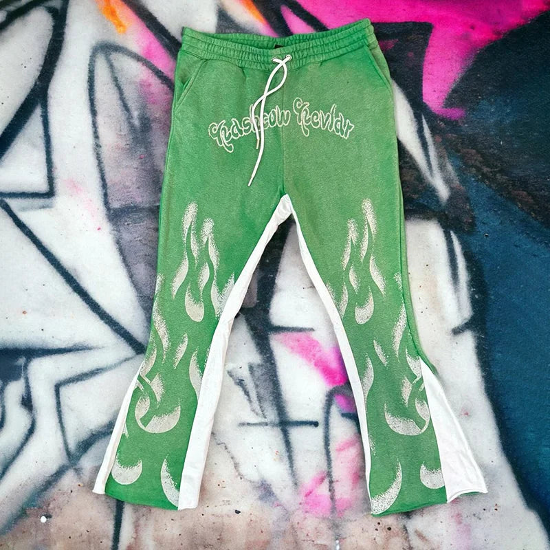 Y2k Flared Pants Men Loose 3D Print Trousers Casual Sweatpants Mid Waist Sporty Female Clothes Streetwear Hip Hop Vintage Pants