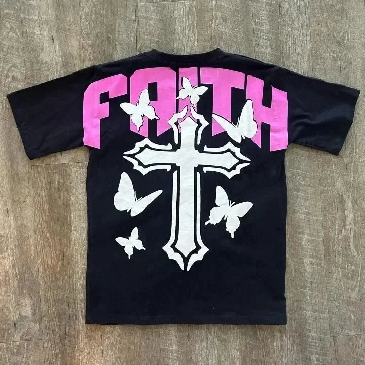 Streetwear Y2K Cross Faith Graphic T-Shirt