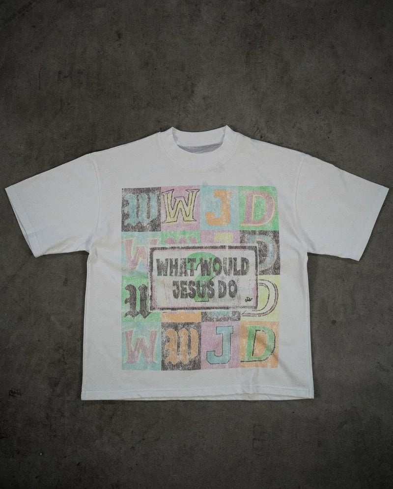 Streetwear High street vintage fashion letter print short T-shirt men Y2k clothes Goth casual cotton Harajuku couple tees Unisex